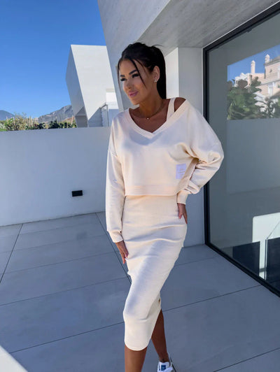 Alma-Rose™ | Ensemble élégant robe et sweat-shirt