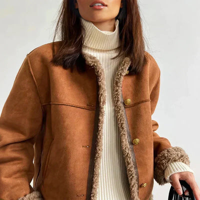 Rosalie | Veste boutonnée en peau lainée