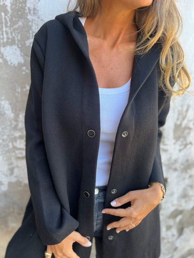 Adriana | Cardigan boutonné à capuche 