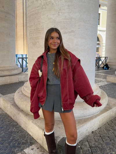 Cerise | Veste contrastée surdimensionnée 