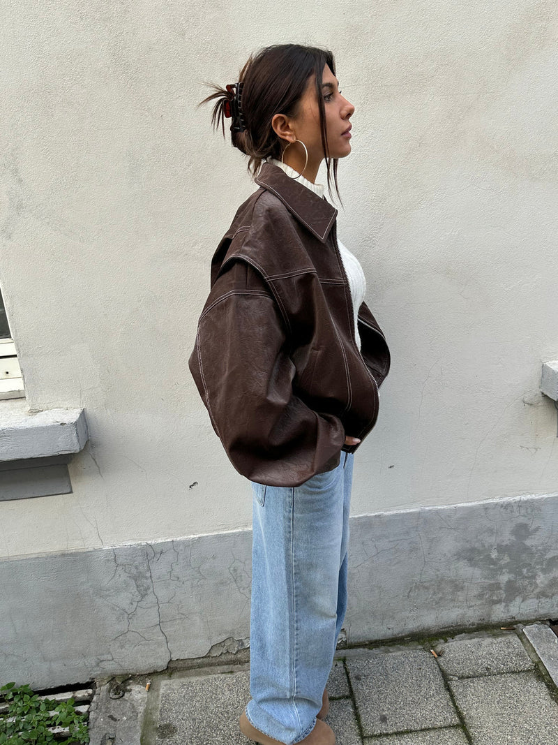 Cerise | Veste contrastée surdimensionnée 