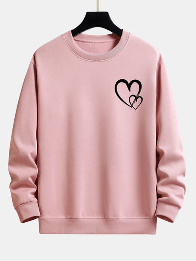 Sweat-shirt décontracté à imprimé cœur Doodle
