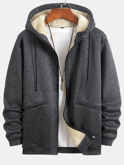 Sweat à capuche zippé doublé en peluche