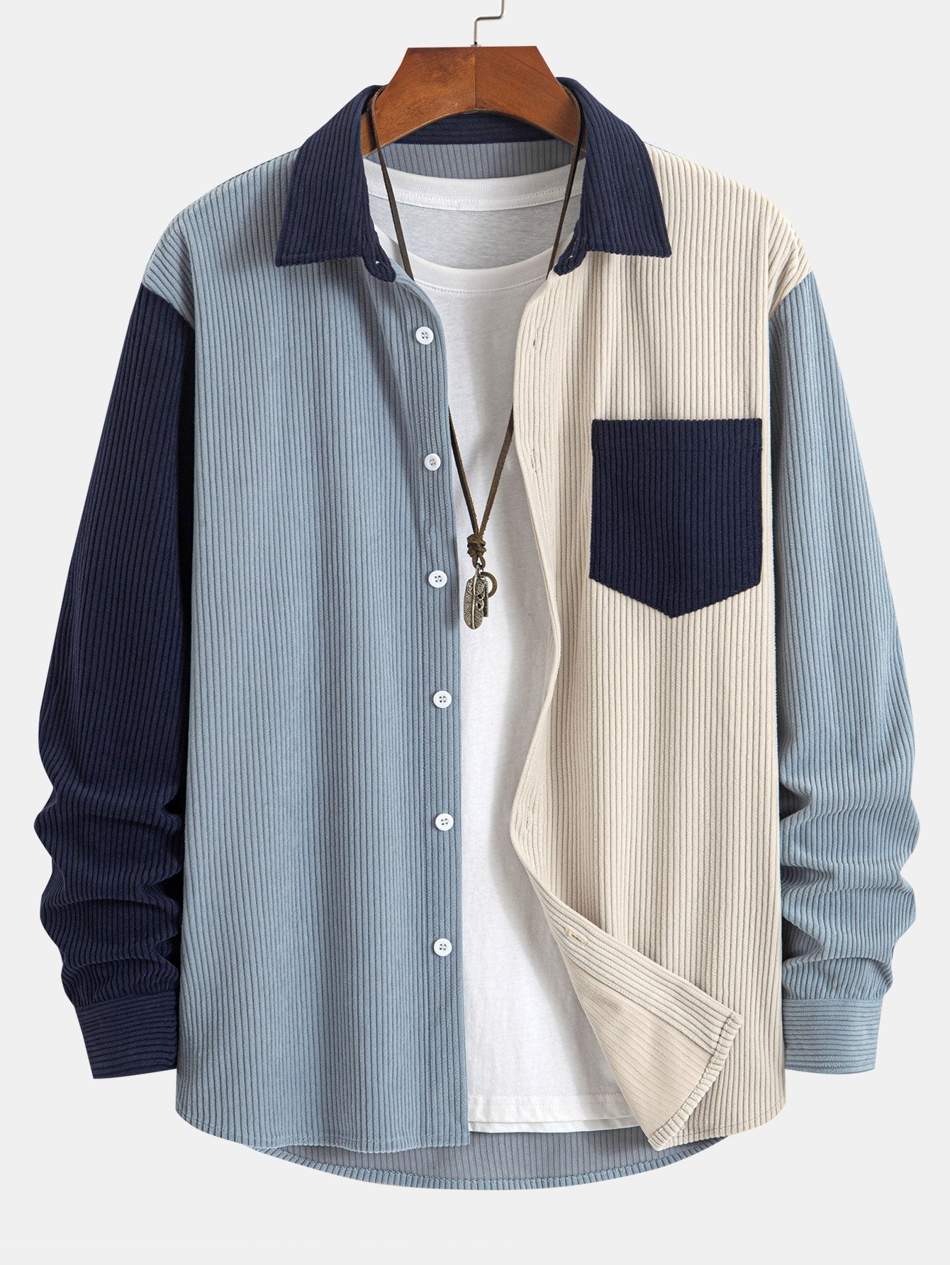 Chemise patchwork en velours côtelé