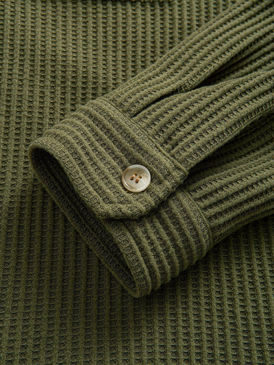 Chemise boutonnée gaufrée à double poche