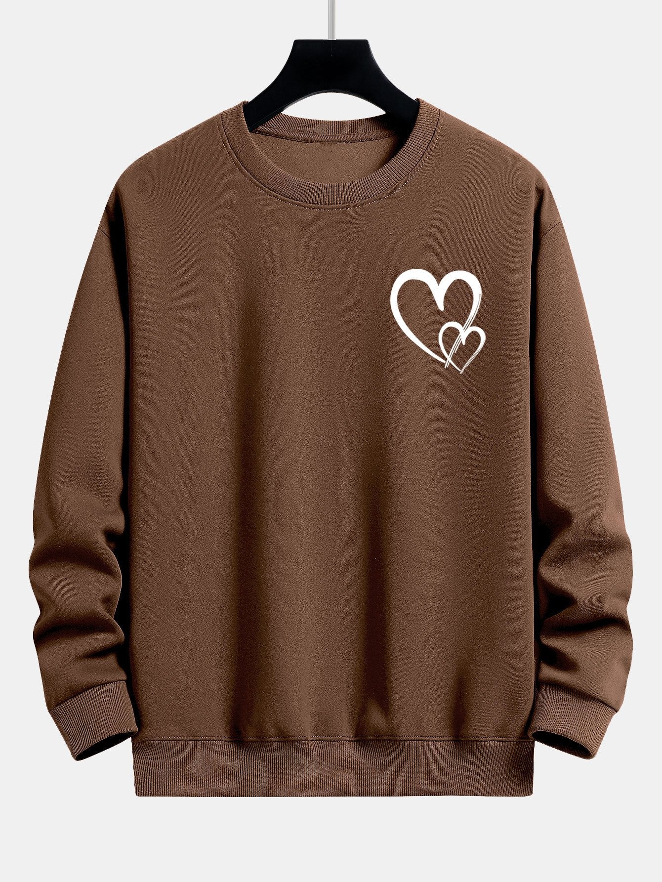 Sweat-shirt décontracté à imprimé cœur Doodle