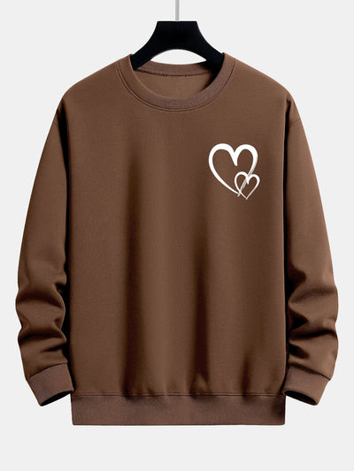 Sweat-shirt décontracté à imprimé cœur Doodle
