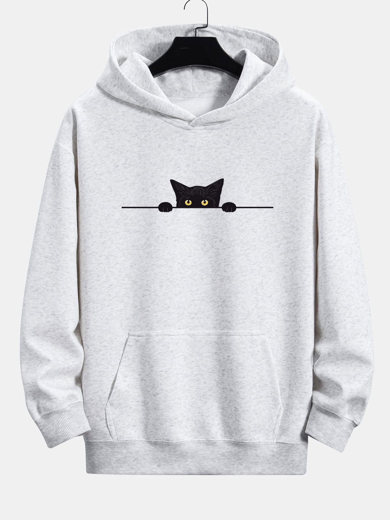 Sweat à capuche décontracté à imprimé chat noir