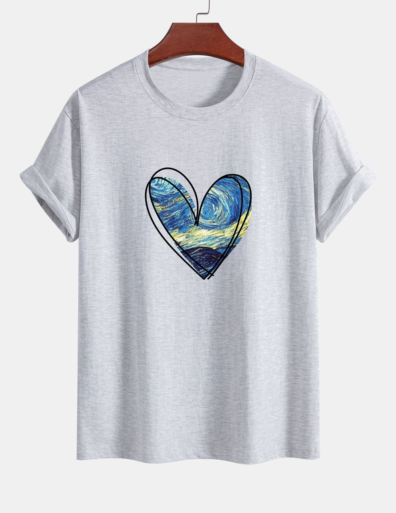 T-shirt en coton coupe standard à imprimé cœur et ciel étoilé