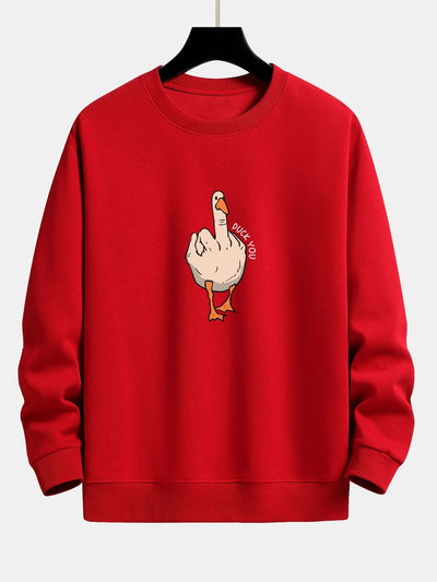 Slogan Goose Print Relax Fit Sweatshirt