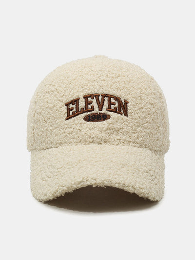 Eleven Embroidery Warm Teddy Plush Baseball Cap