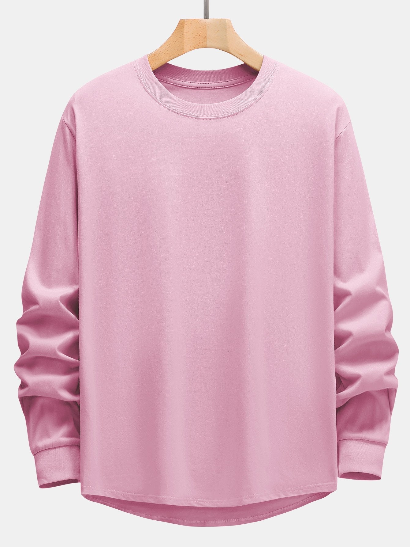 T-shirt basique à manches longues et ourlet en arc épais
