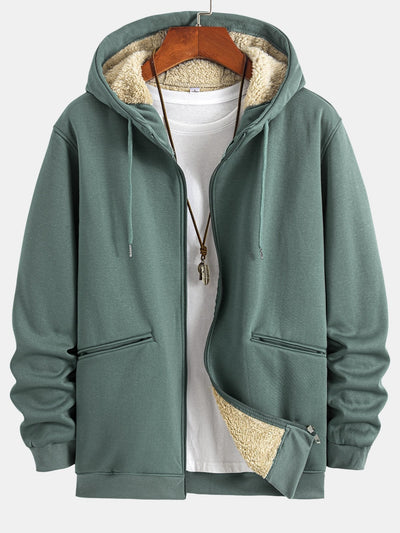 Sweat à capuche zippé doublé en peluche