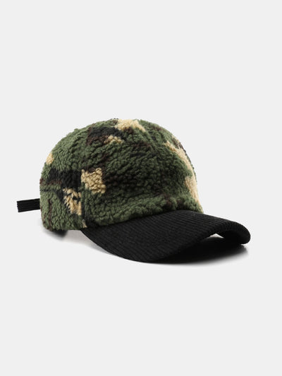 Casquette de baseball en peluche à blocs de couleurs camouflage
