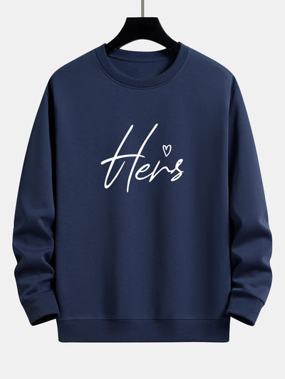 Sweat-shirt décontracté à imprimé couple Hers