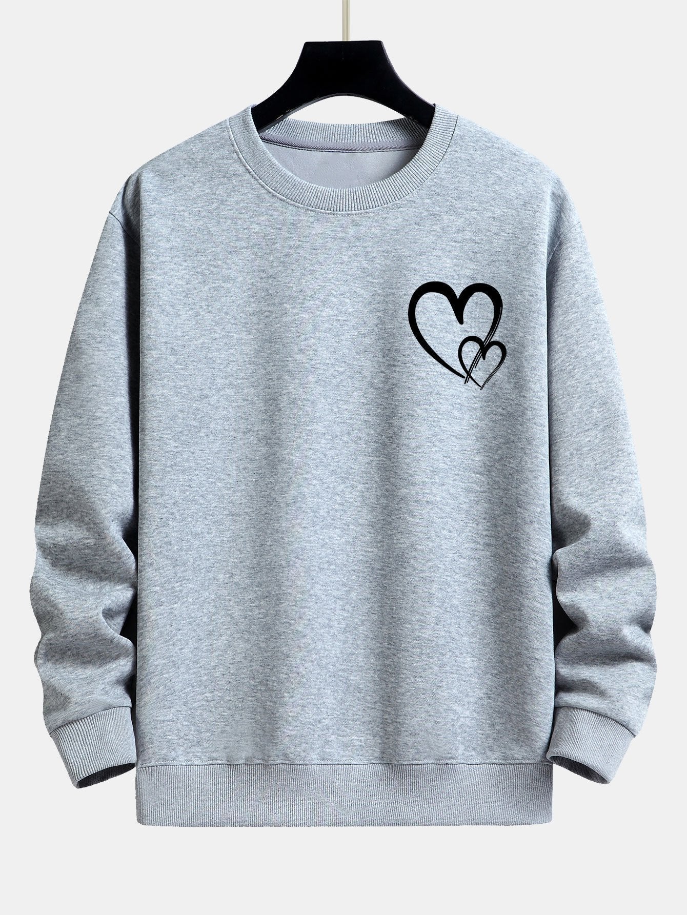 Sweat-shirt décontracté à imprimé cœur Doodle