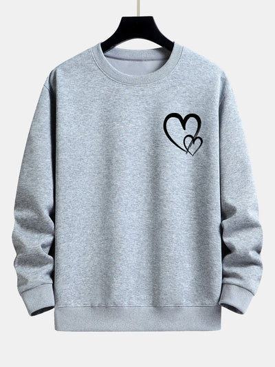 Sweat-shirt décontracté à imprimé cœur Doodle