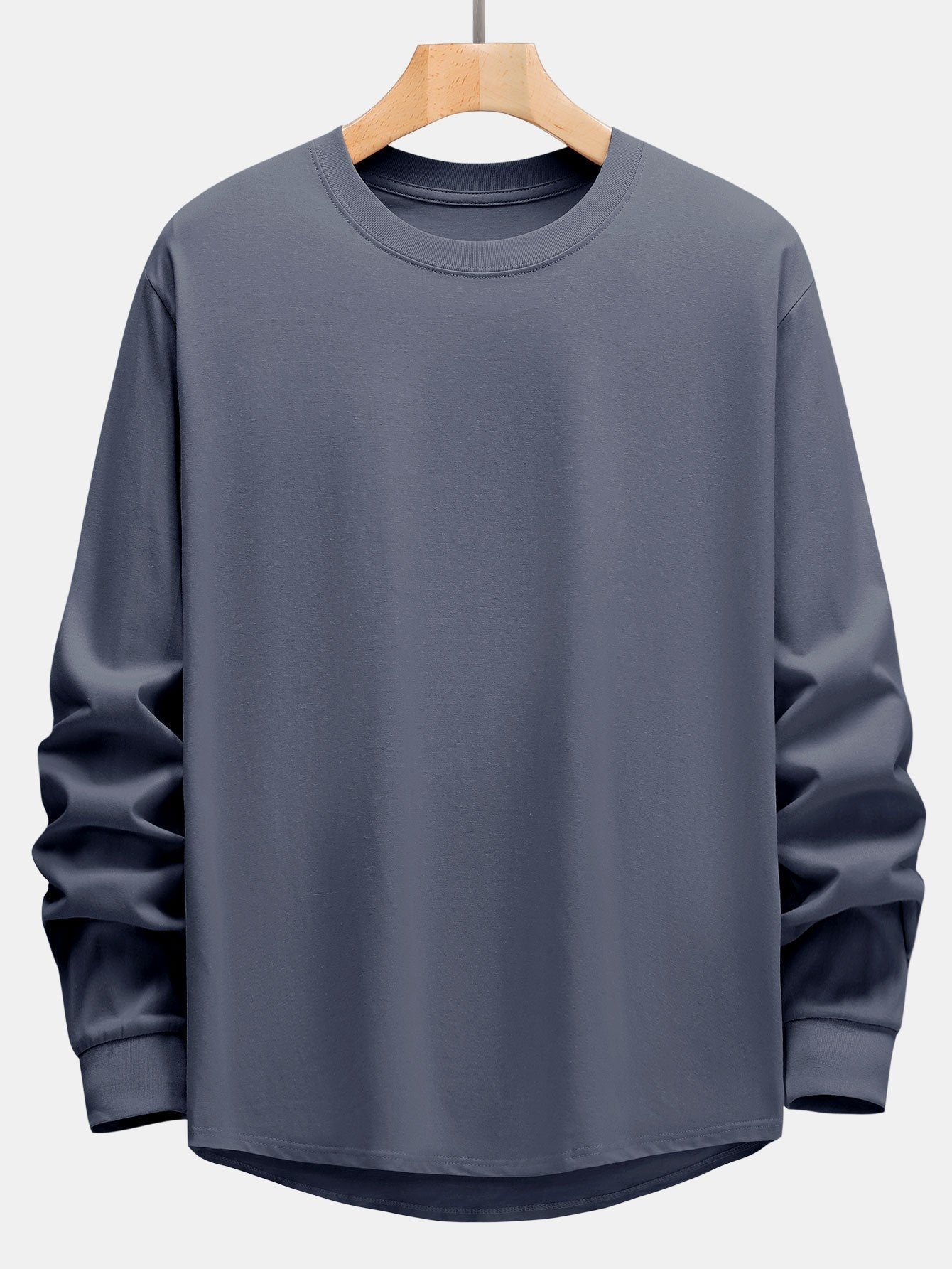 T-shirt basique à manches longues et ourlet en arc épais