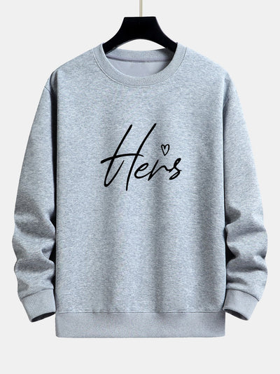 Sweat-shirt décontracté à imprimé couple Hers