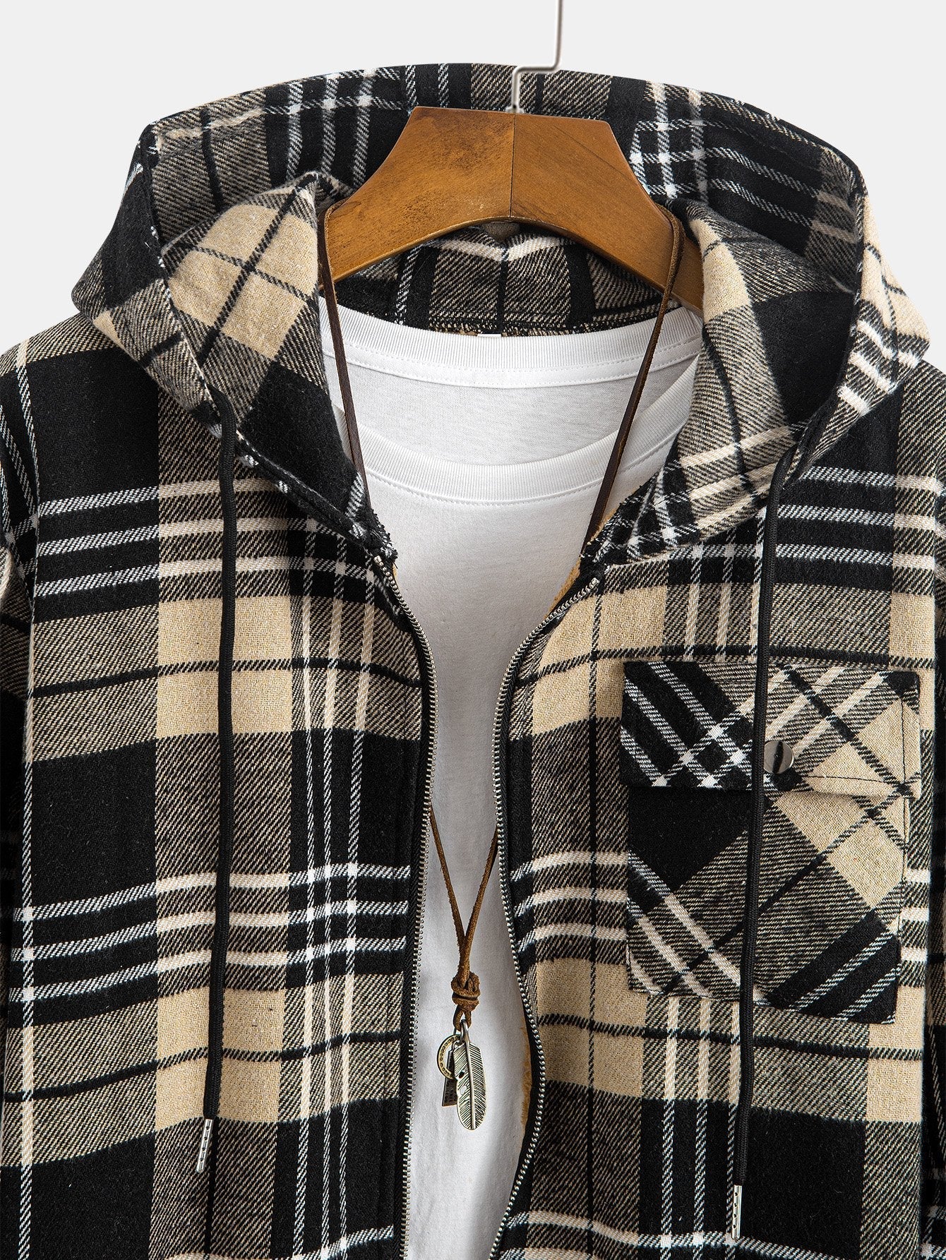 Teddy Lined Flannel Plaid Hooded Shirt
