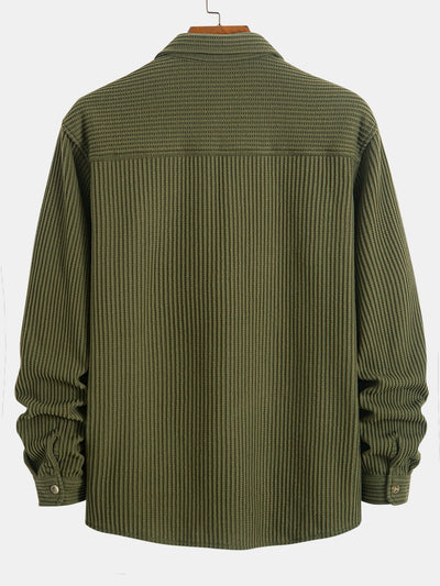 Chemise boutonnée gaufrée à double poche