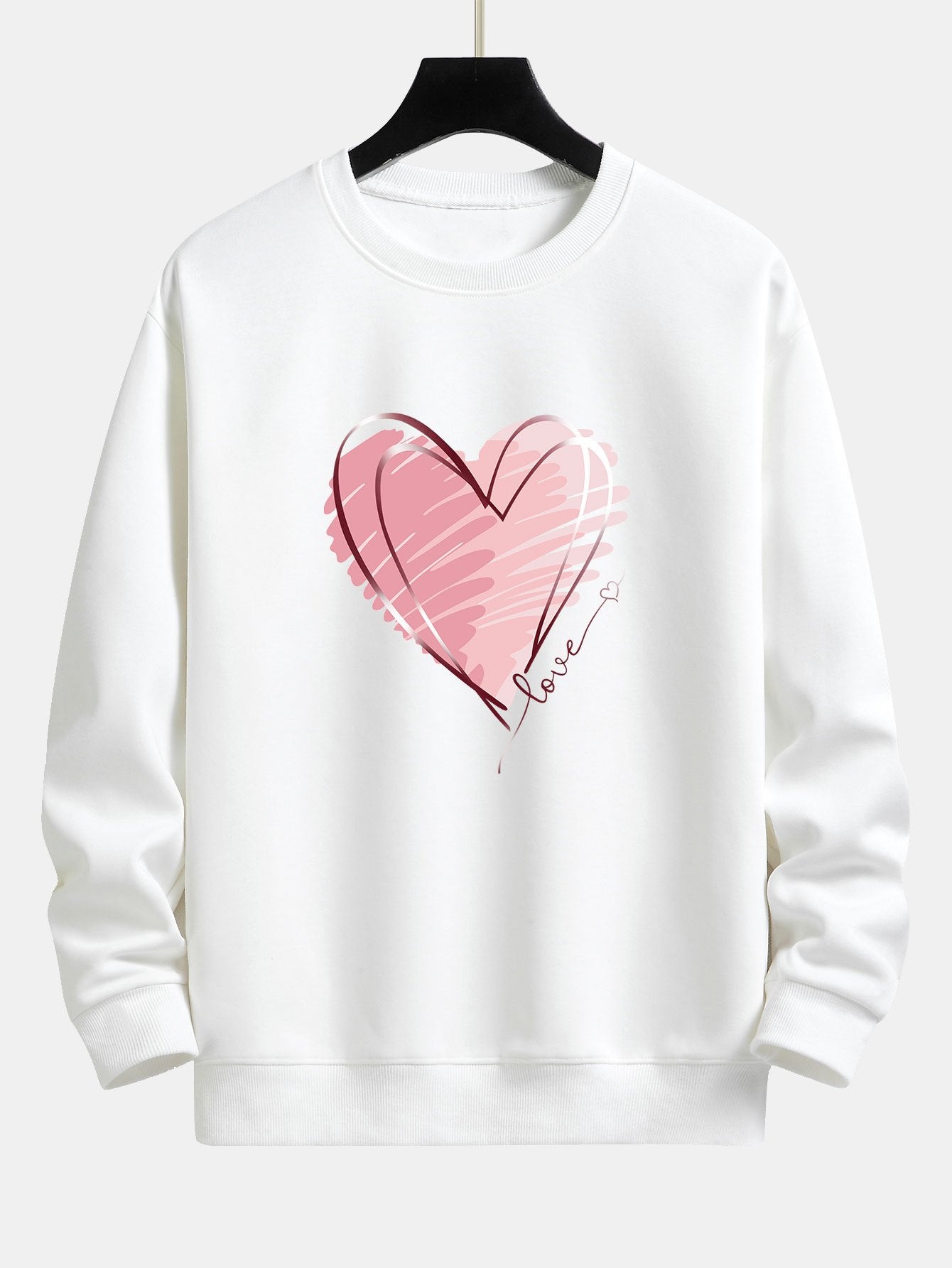 Sweat-shirt décontracté à imprimé cœur Doodle