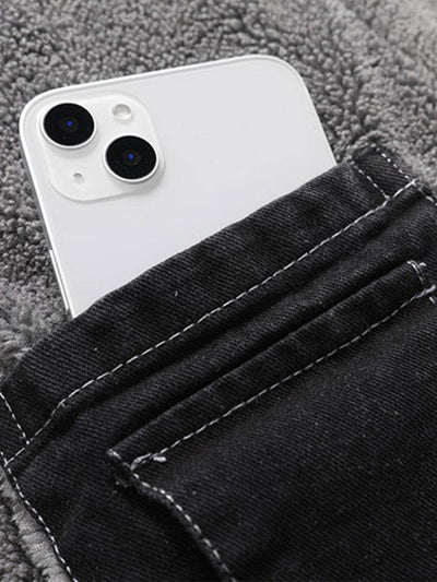 Teddy Lined Washed Denim Jacket
