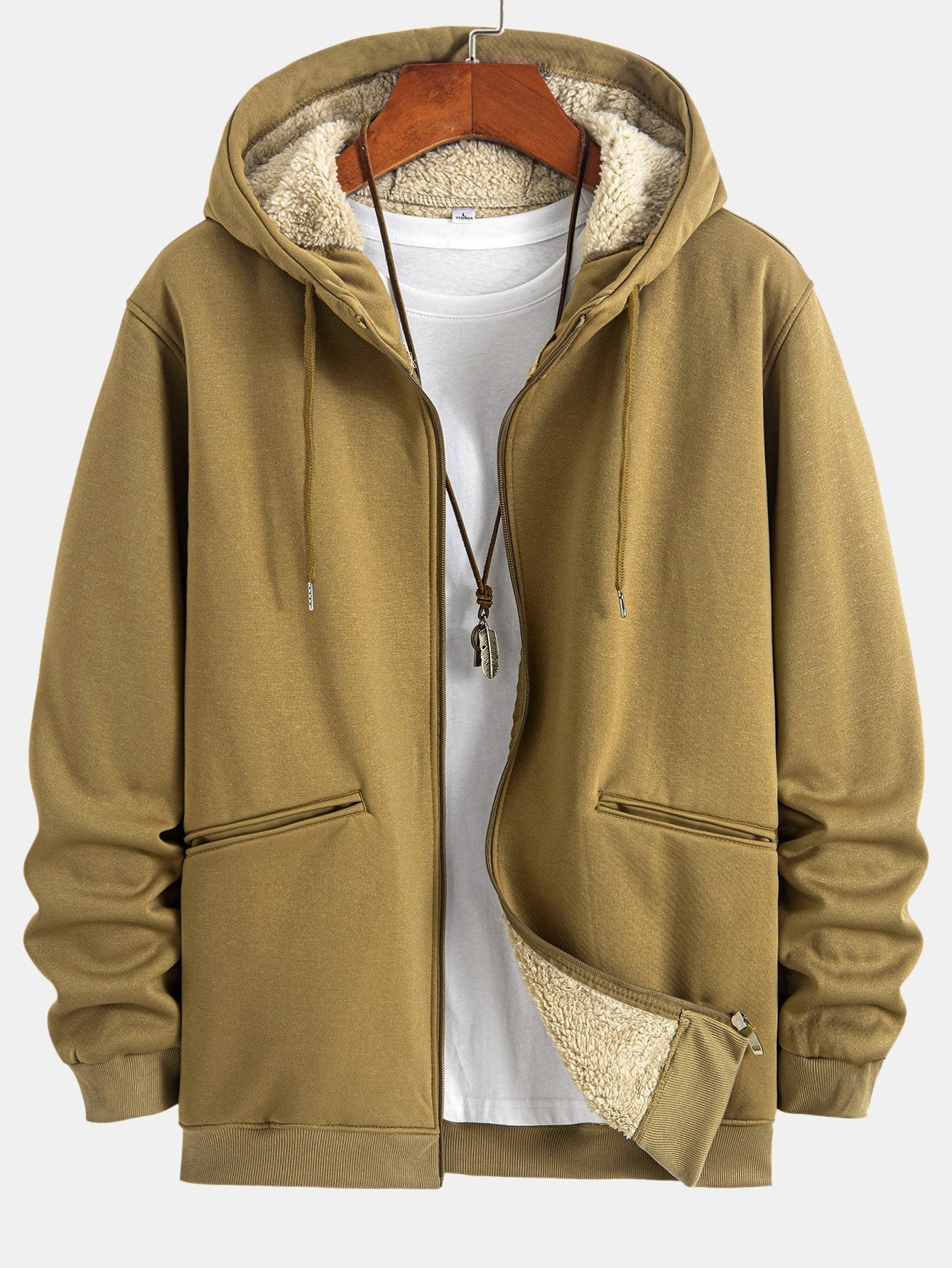 Sweat à capuche zippé doublé en peluche