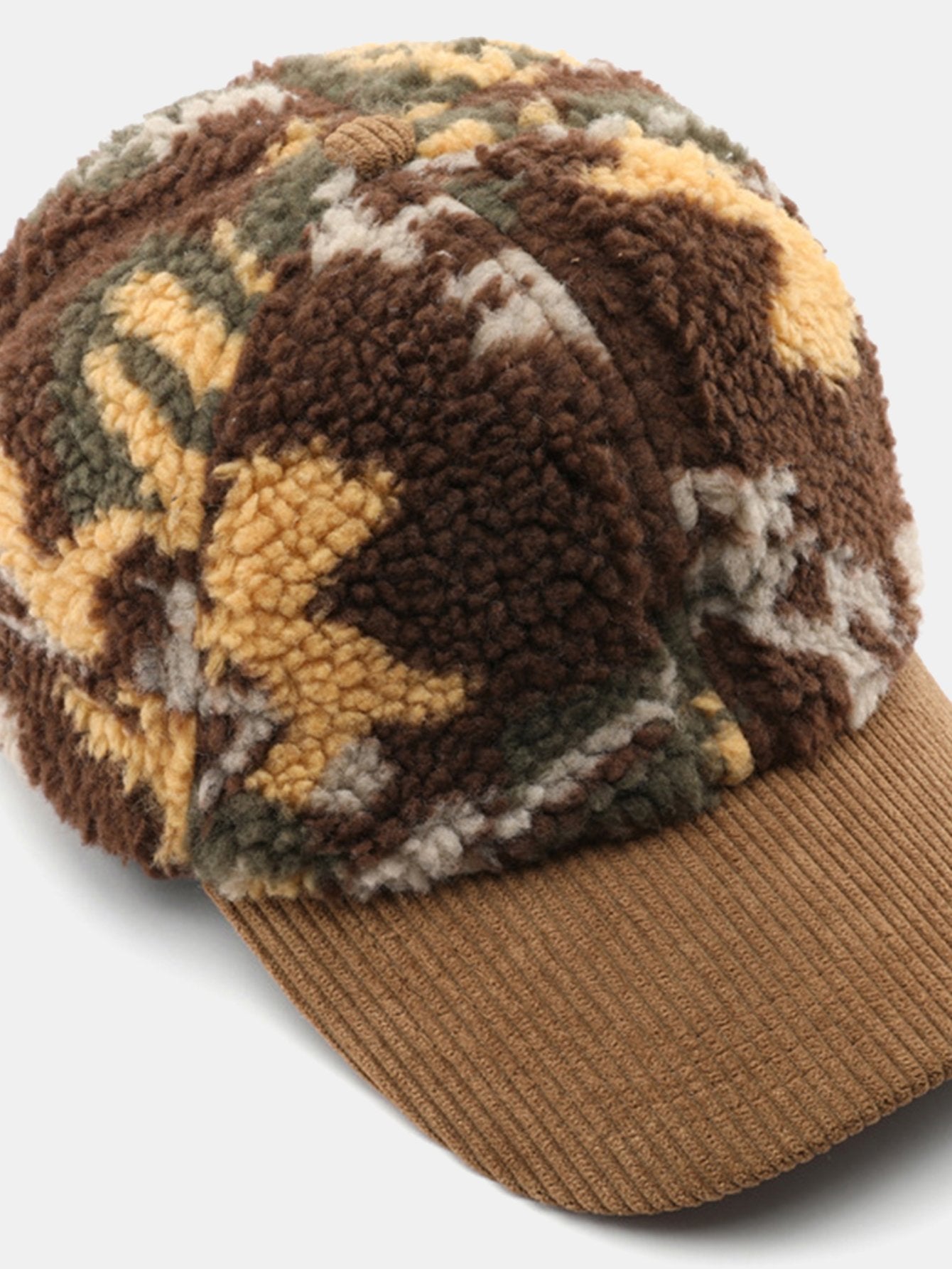 Casquette de baseball en peluche à blocs de couleurs camouflage