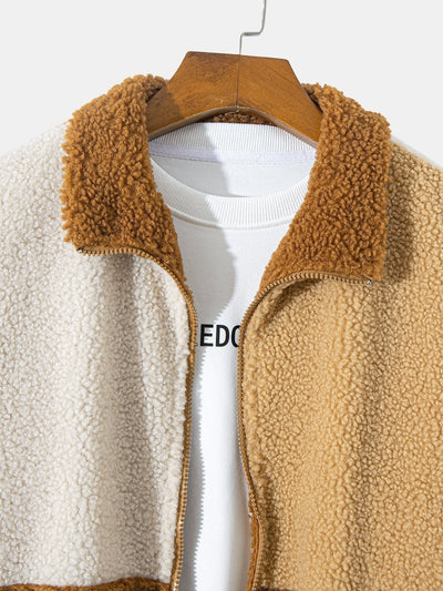 Color Block Teddy Fleece Coat