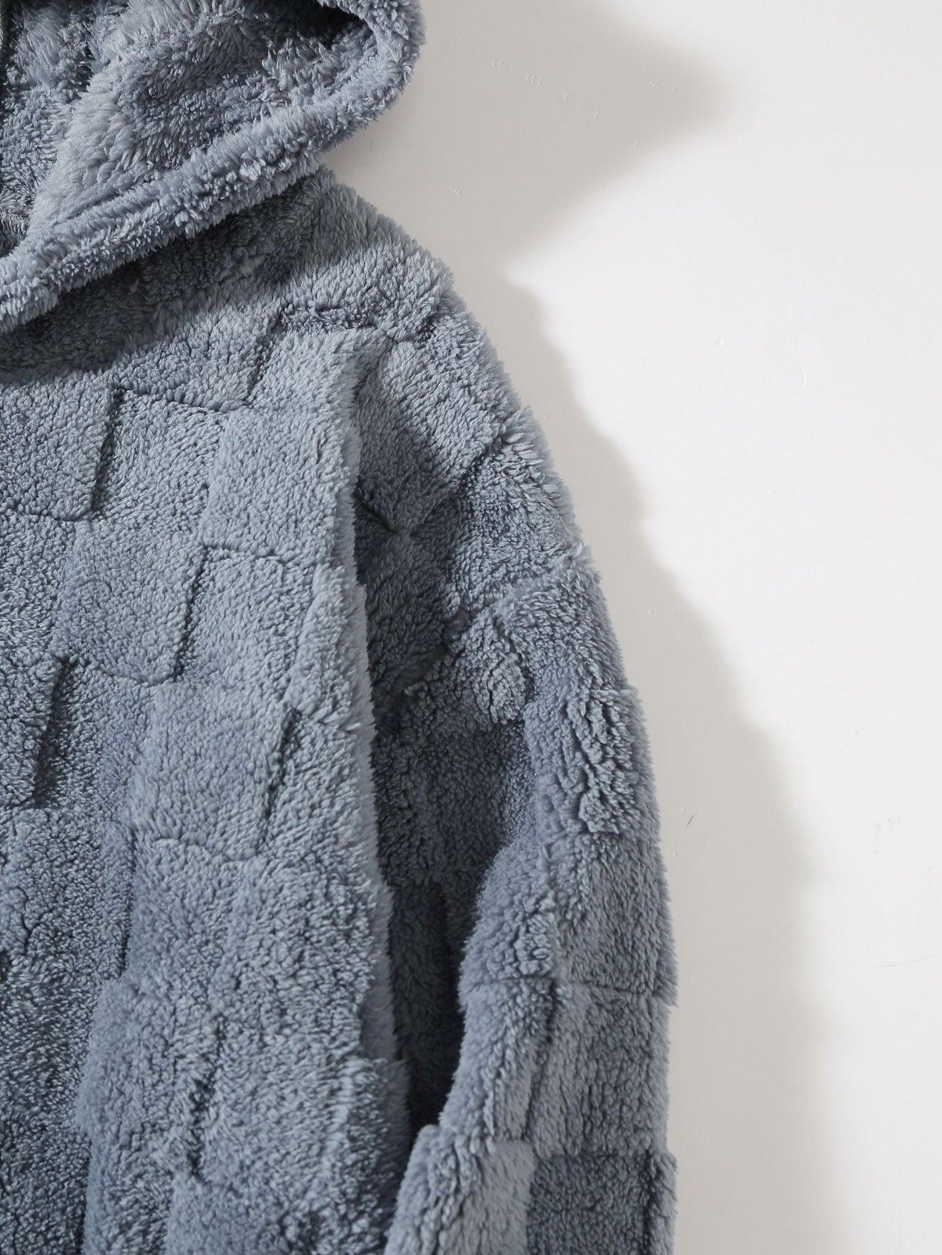 Relax Fit Checkerboard Teddy Hoodie