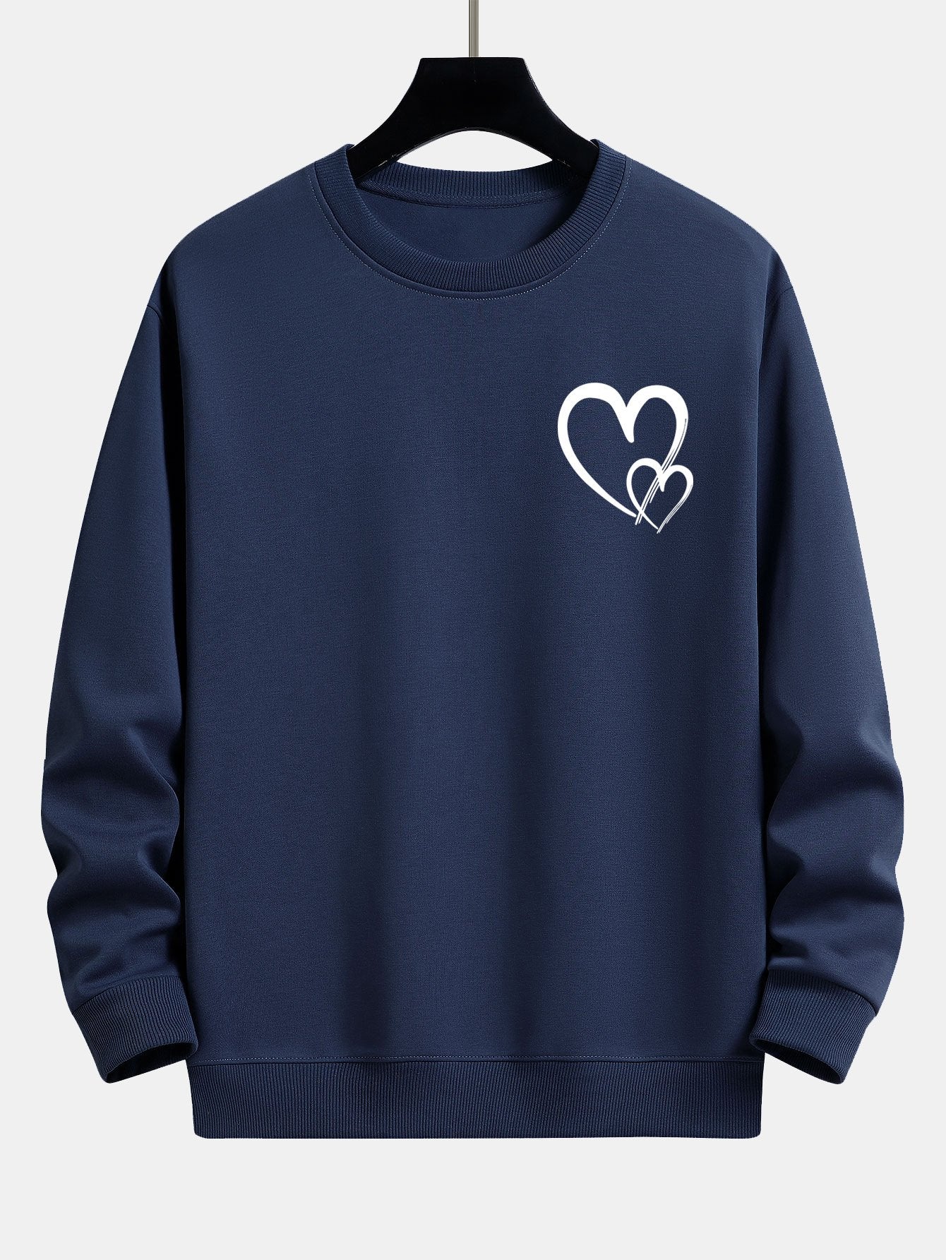 Sweat-shirt décontracté à imprimé cœur Doodle