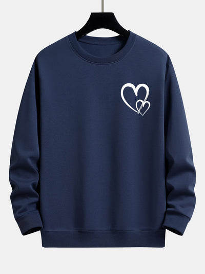 Sweat-shirt décontracté à imprimé cœur Doodle