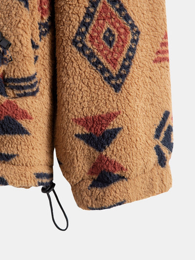 Manteau polaire Teddy à imprimé patchwork aztèque