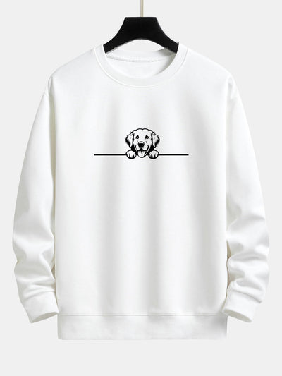 Peeking Golden Retriever Dog Print Relax Fit Sweatshirt