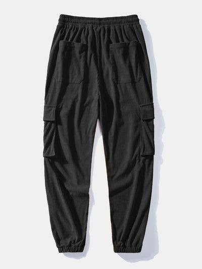 Chemise à capuche en velours côtelé à carreaux en flanelle coupe décontractée et pantalon de jogging cargo en velours côtelé