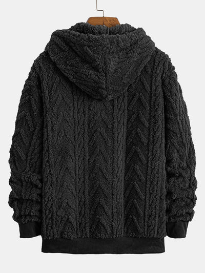 Sweat à capuche zippé en jacquard géométrique Teddy