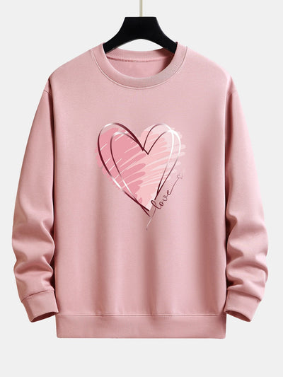 Sweat-shirt décontracté à imprimé cœur Doodle