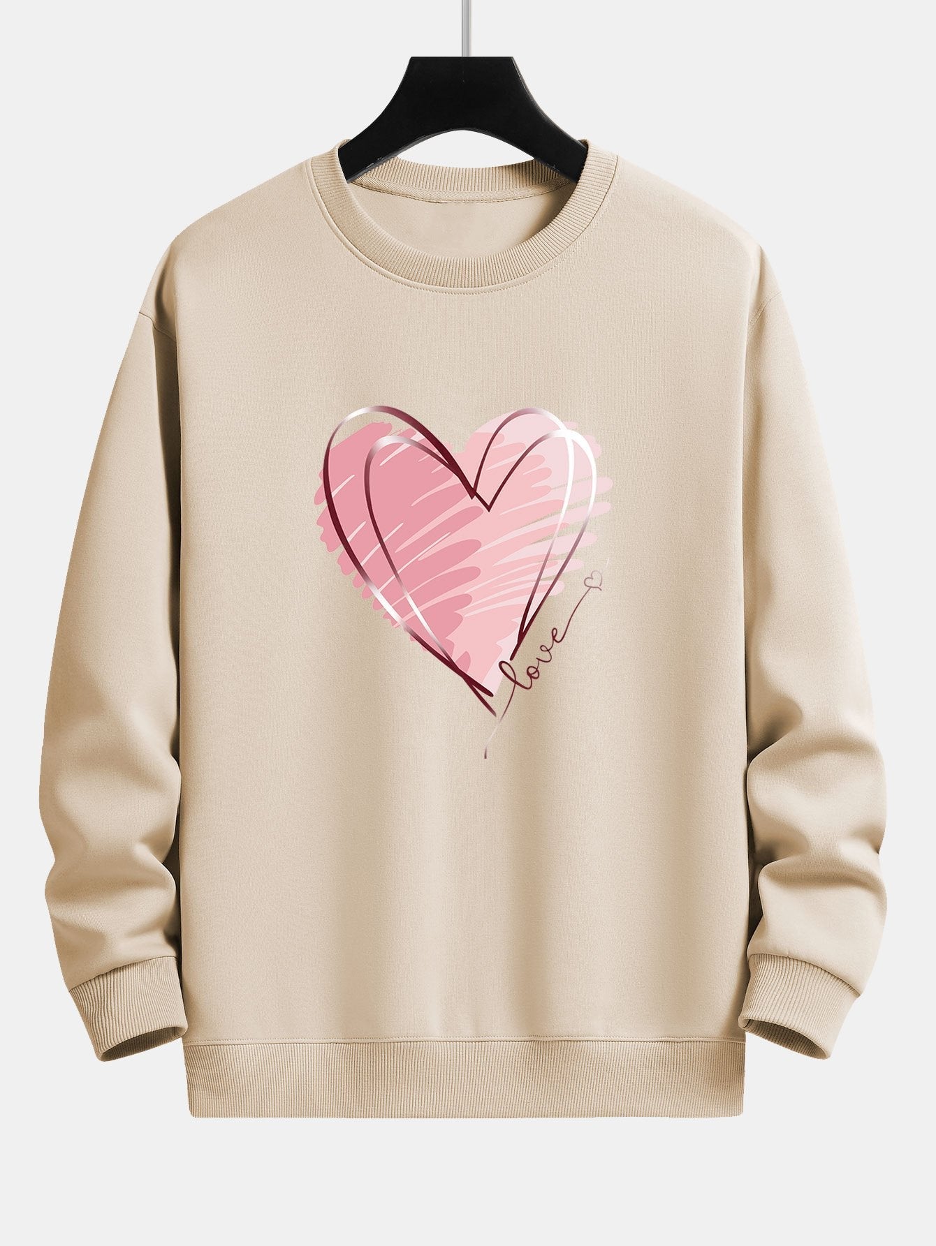 Sweat-shirt décontracté à imprimé cœur Doodle