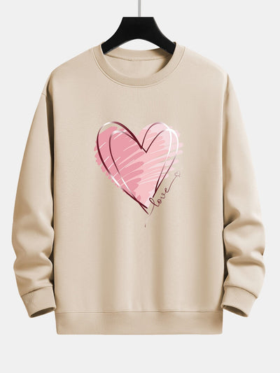 Sweat-shirt décontracté à imprimé cœur Doodle
