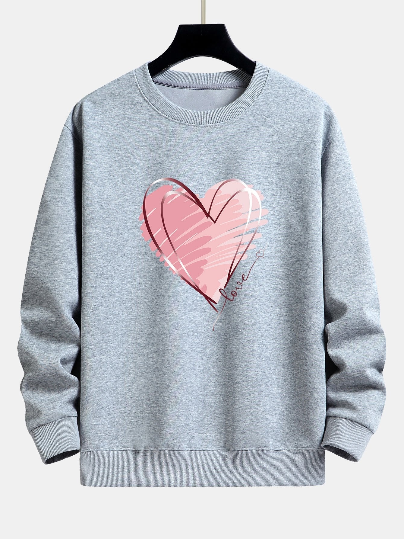 Sweat-shirt décontracté à imprimé cœur Doodle