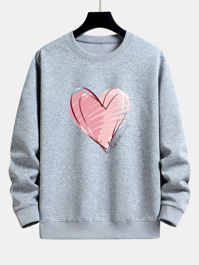 Sweat-shirt décontracté à imprimé cœur Doodle