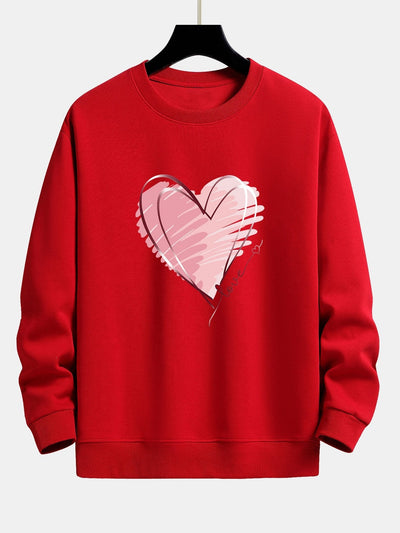Sweat-shirt décontracté à imprimé cœur Doodle