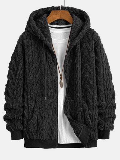 Sweat à capuche zippé en jacquard géométrique Teddy