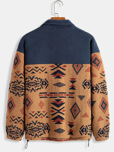 Manteau polaire Teddy à imprimé patchwork aztèque