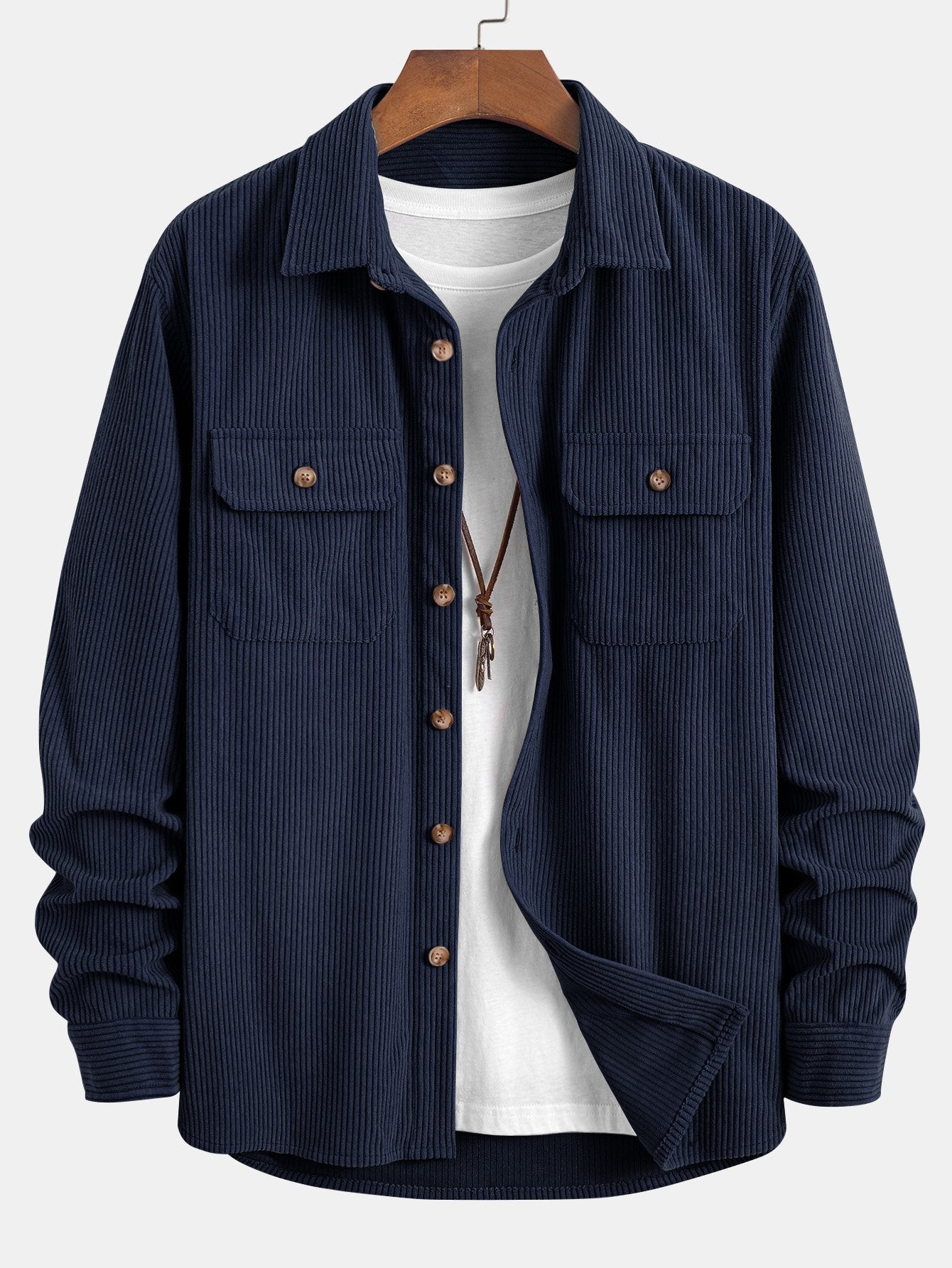 Chemise en velours côtelé à double poche