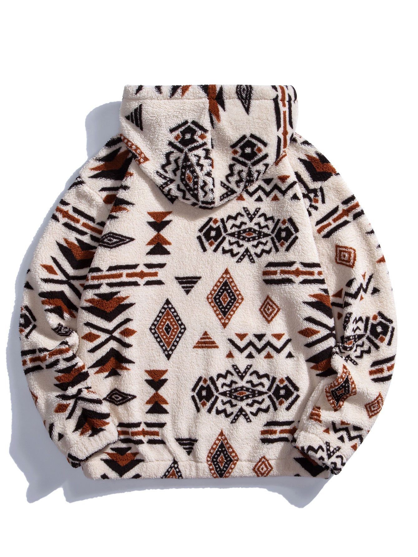Aztec Print Teddy Hoodie & Drawstring Corduroy Cargo Jogger Pants