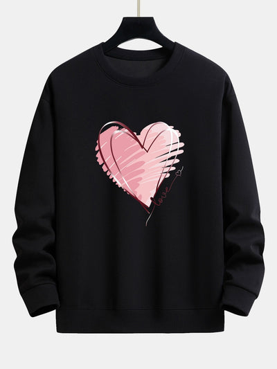 Sweat-shirt décontracté à imprimé cœur Doodle