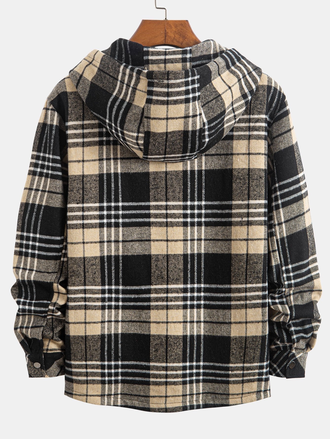 Teddy Lined Flannel Plaid Hooded Shirt