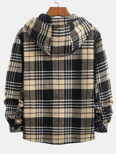 Teddy Lined Flannel Plaid Hooded Shirt